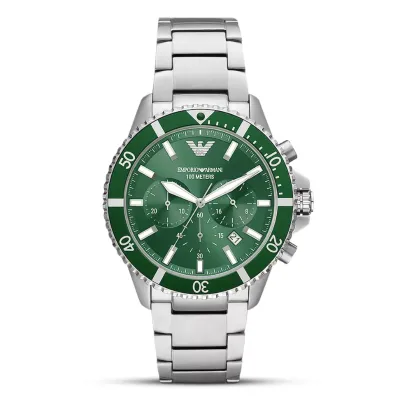 Emporio Armani Sea Explorer Silver Tone Chronograph Watch